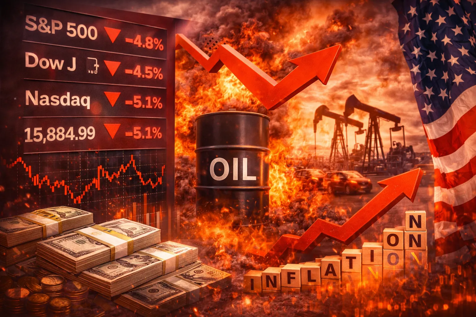 المؤشرات الأميركية تتكبد خسائر وسط ارتفاع أسعار النفط ومخاطر التضخم	
